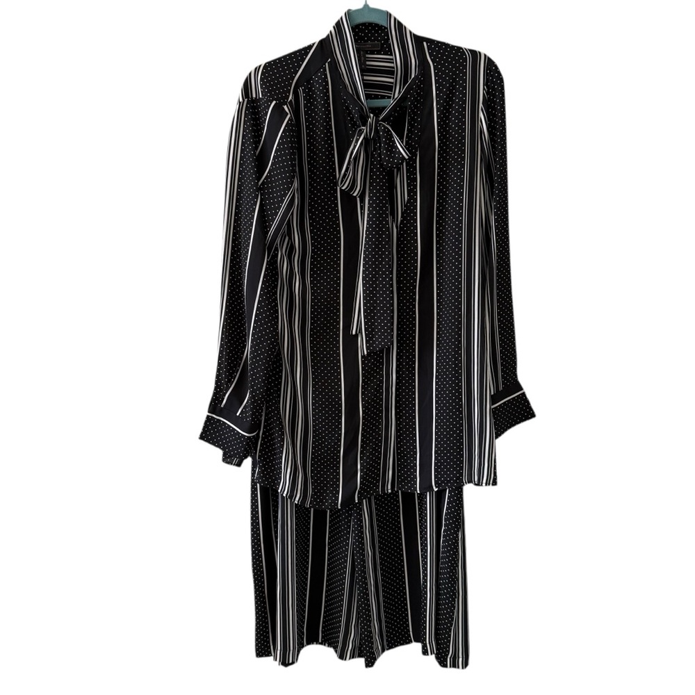 BCBGMaxAzria Black and White Stripe Blouse and Pants